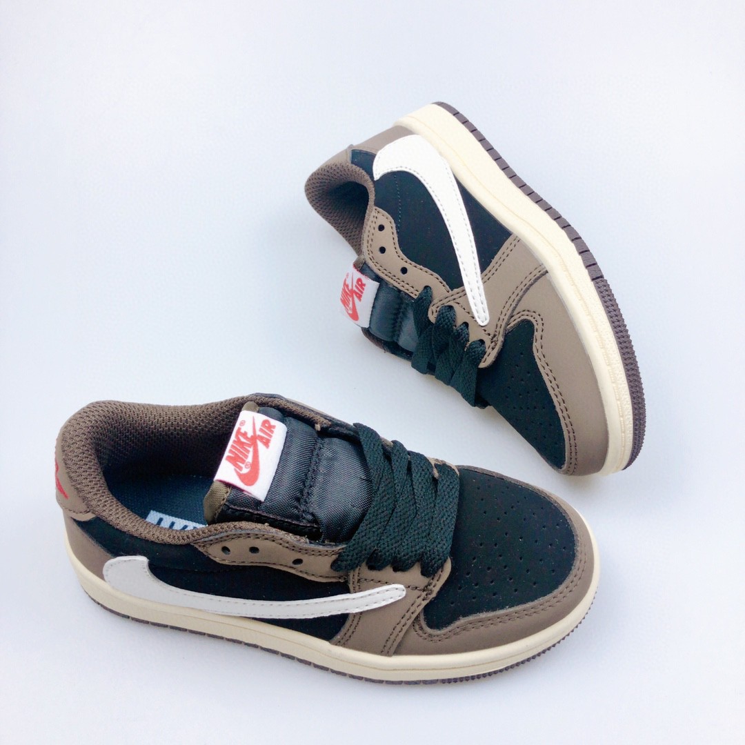 Youth Running Weapon Air Jordan 1 x Travis Scott Brown/Black Shoes 009